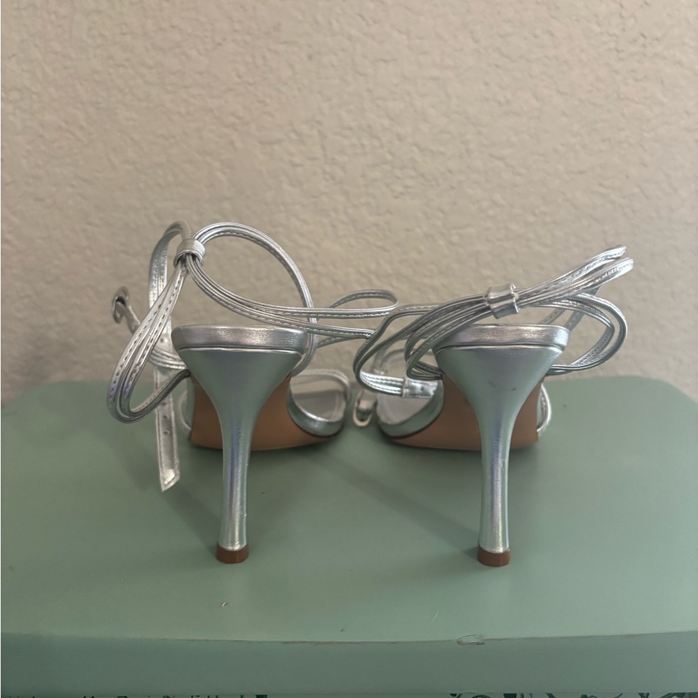 Abbleet Women’s Strappy Heels Square Toe Silver🪐 - Picture 4 of 5